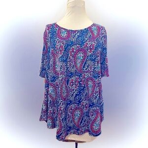 Chico’s Paisley Print Women's Top - Blue and Pink